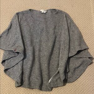 Label + Thread Cashmere Wool Luxe Circle Poncho Shrug Grey Small Knit Sweater